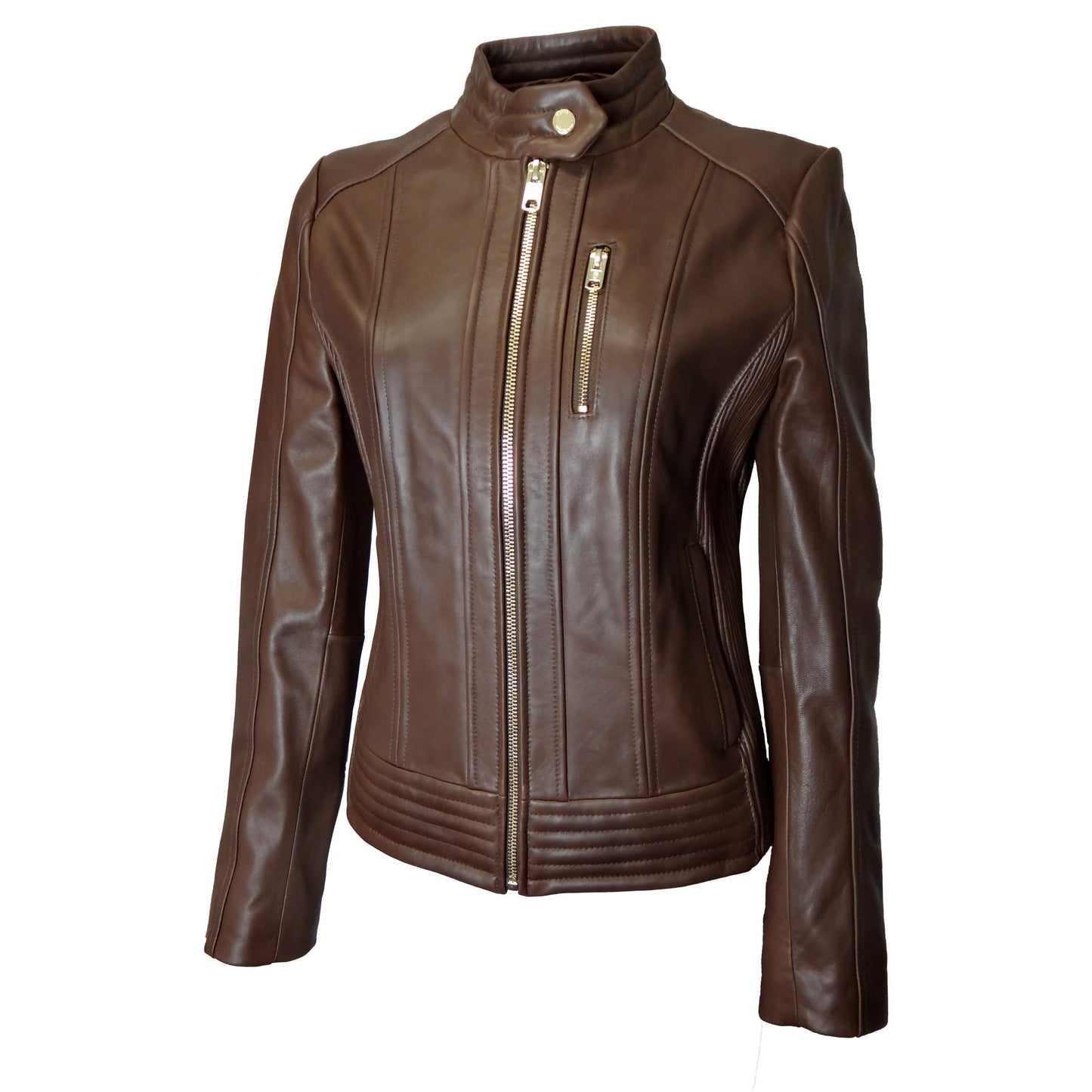 MICHAEL KORS Women's Snap-Collar Moto Leather Jacket