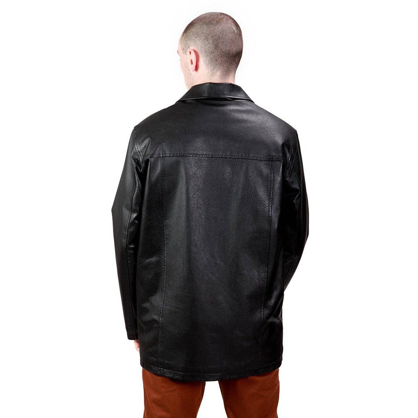 Ramonti Mens Classic Black Leather Car Coat - Zooloo Leather