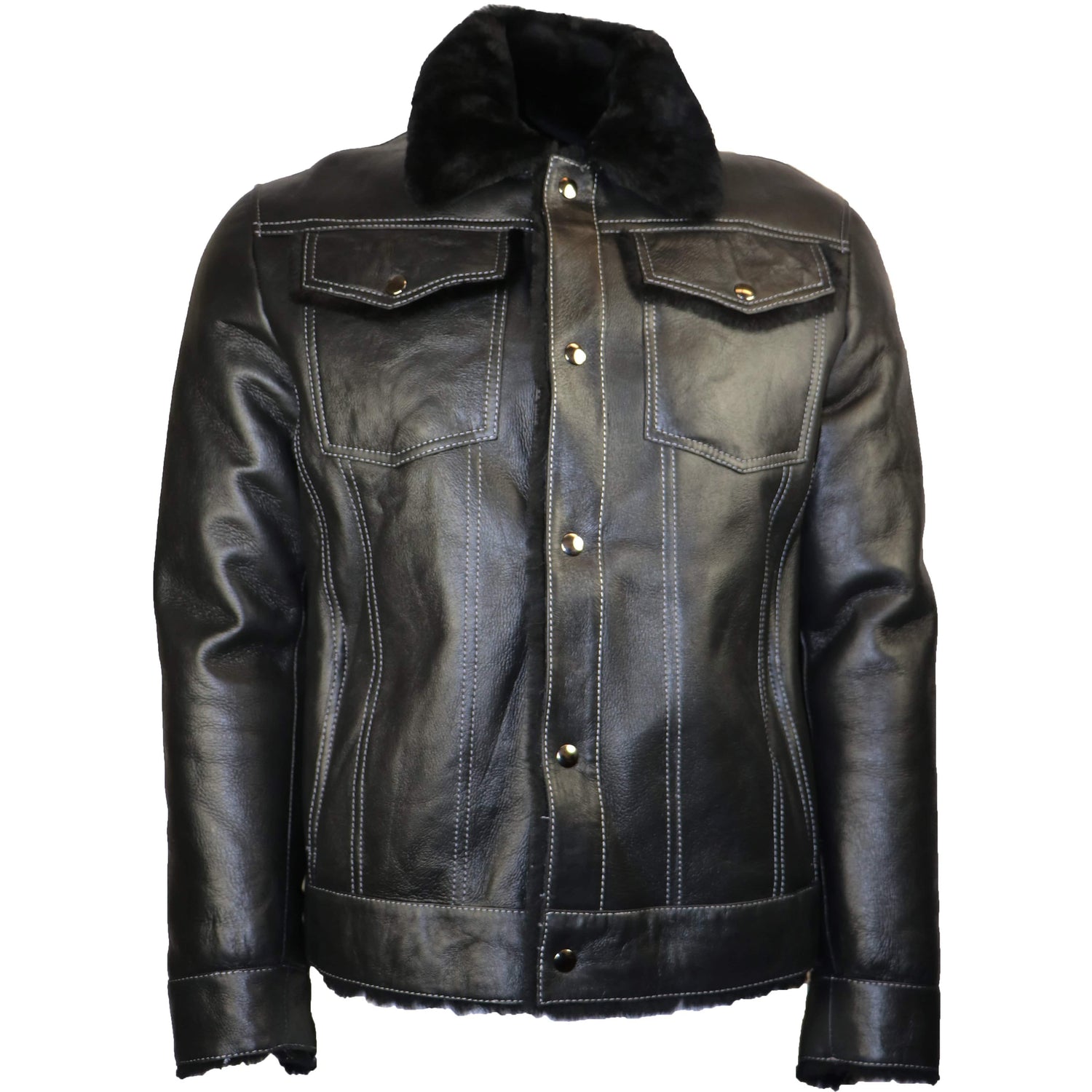 Zooloo Men's Sheepskin Shearling Jean Style Jacket - Zooloo Leather
