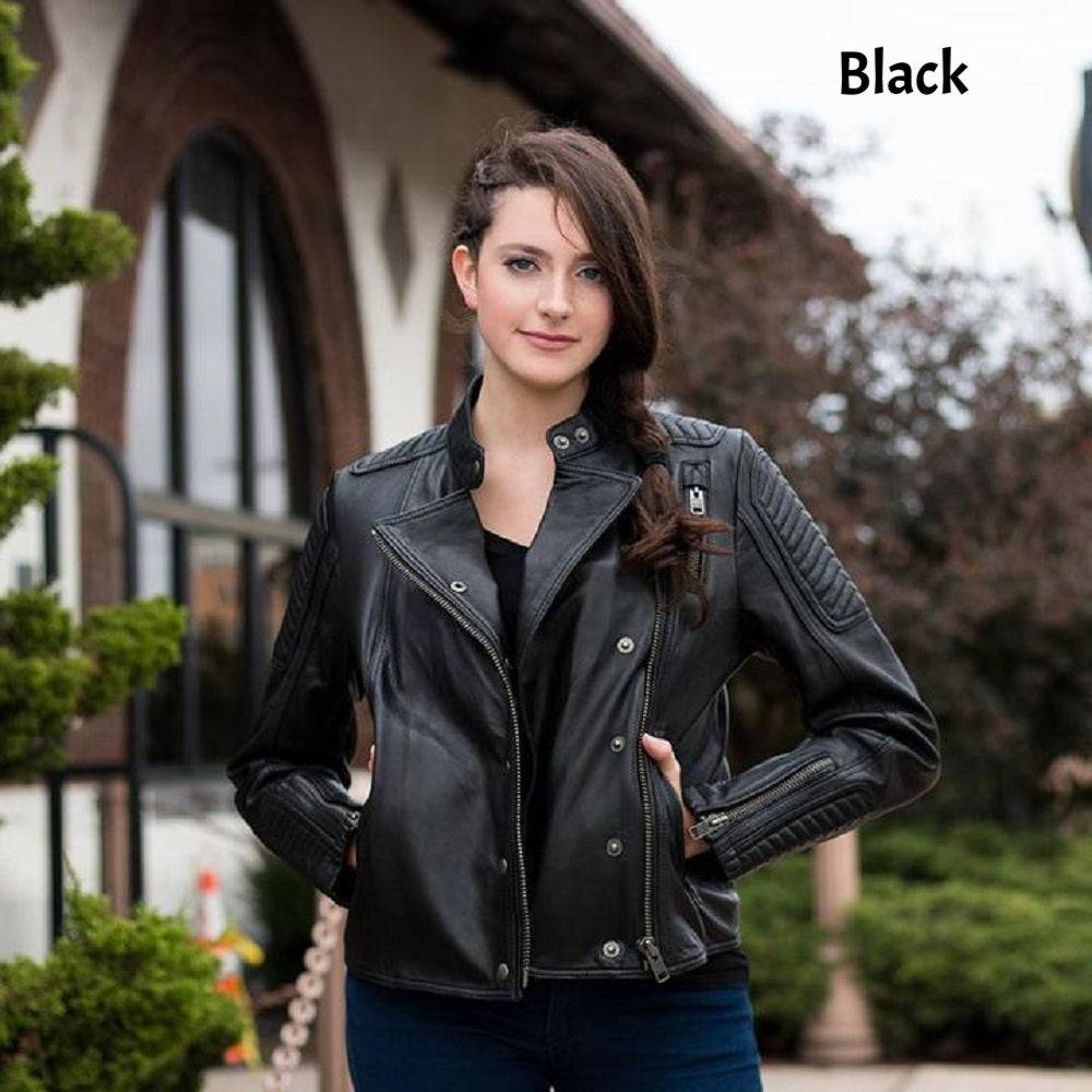 Whet Blu Women's Zena Moto Leather Jacket - Zooloo Leather