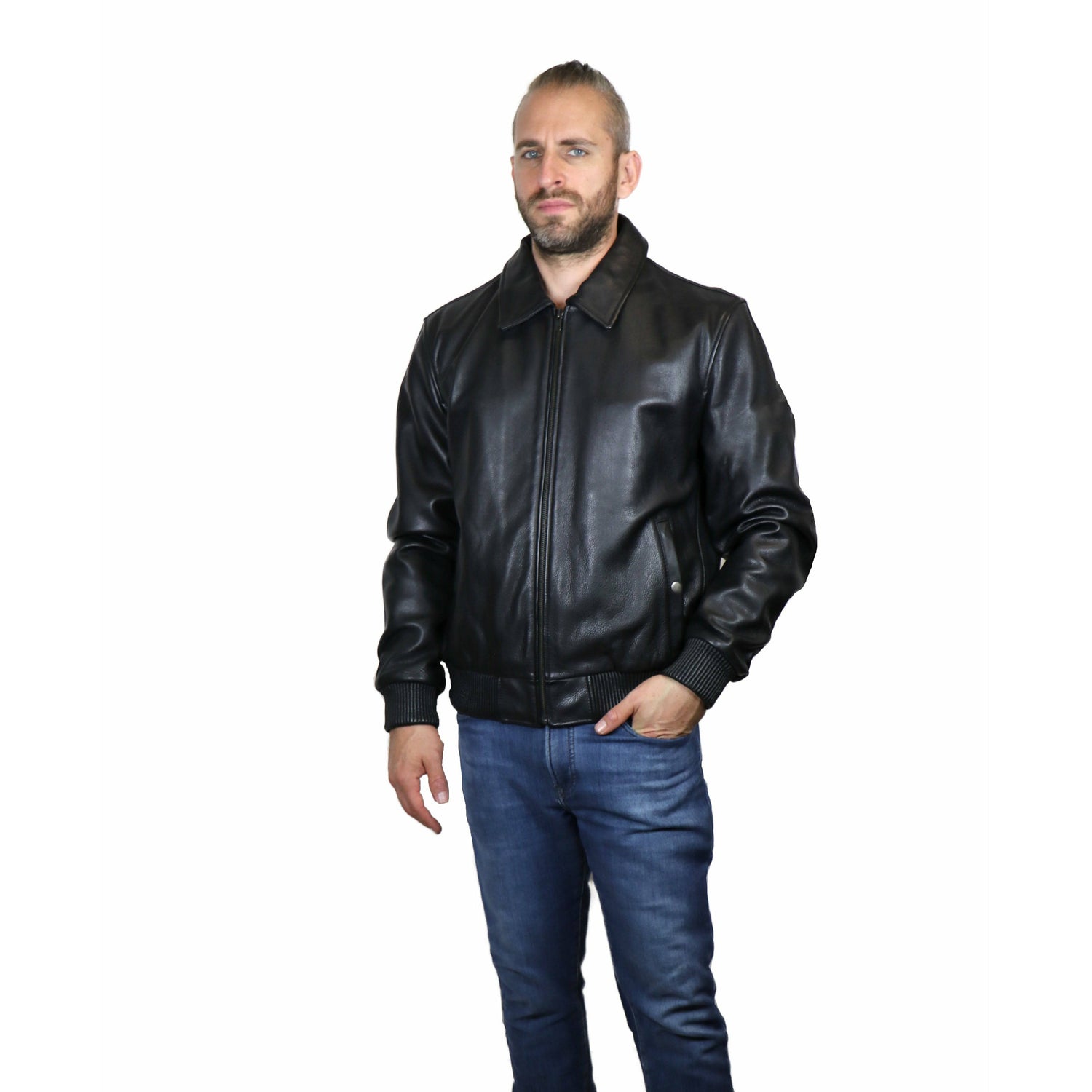 Whet Blu Men's Cowhide Leather Bomber Jacket - Zooloo Leather