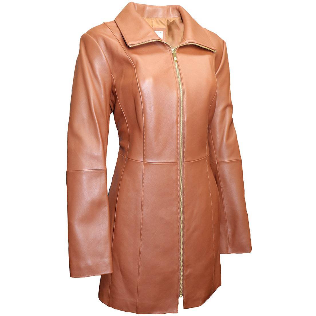 Anne Klein Women's Mid-length Leather Coat - Zooloo Leather