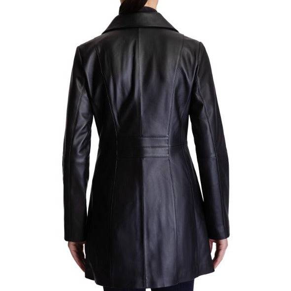 Anne Klein Women's Mid-length Leather Coat - Zooloo Leather