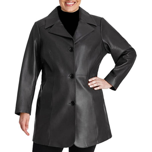 Anne Klein Women's PLUS SIZE Walker Leather Coat - Zooloo Leather