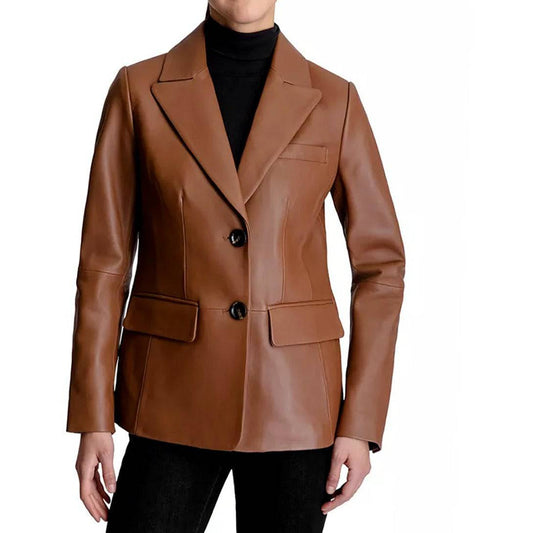 Anne Klein Women's Classic Leather Blazer Jacket