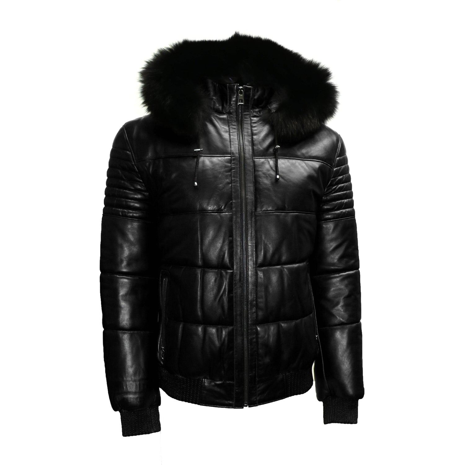 BARYA NEW YORK Men's Puffer Leather Jacket with Fox fur – Zooloo Leather
