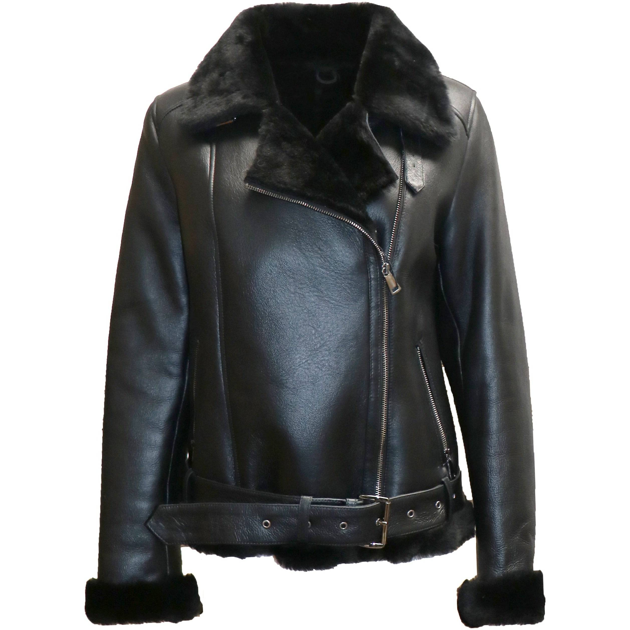 Zooloo Women's Oversized Sheepskin Moto Jacket - Zooloo Leather