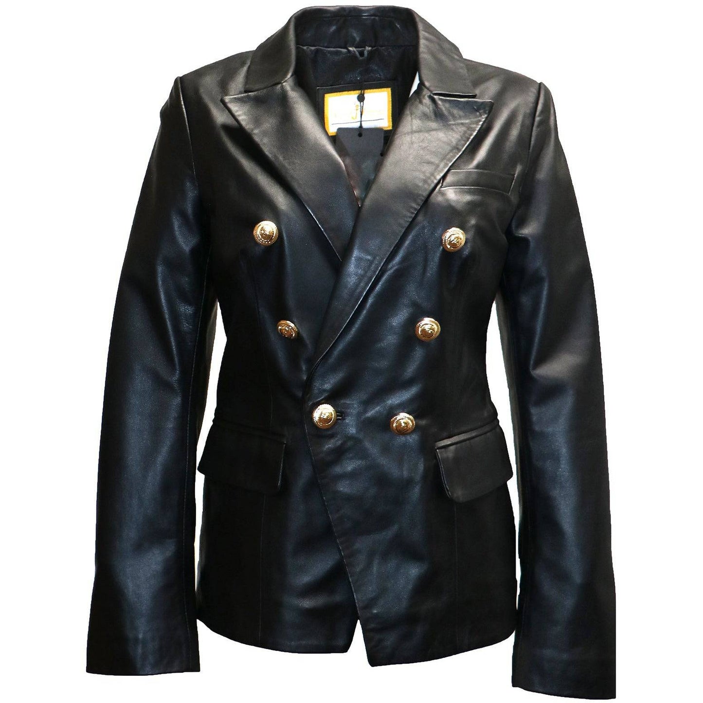 Victor Freeman Women's double Breasted Leather Blazer Jacket