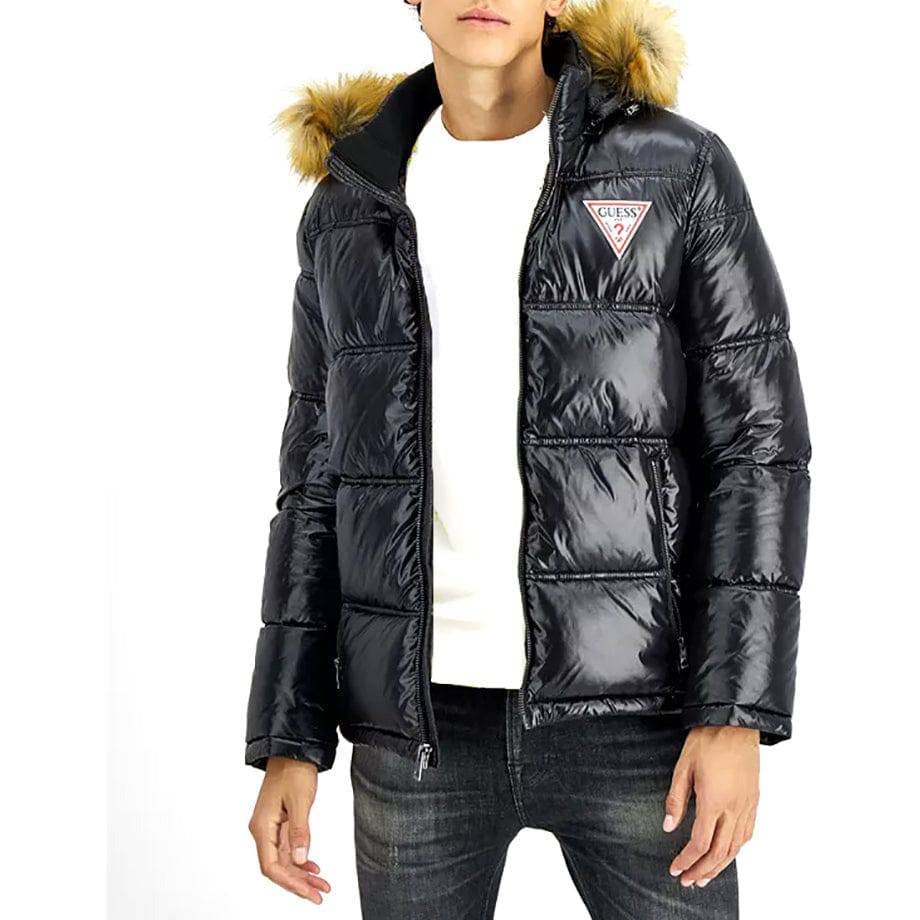 GUESS Men's Puffer Jacket With Faux Fur Hood - Zooloo Leather