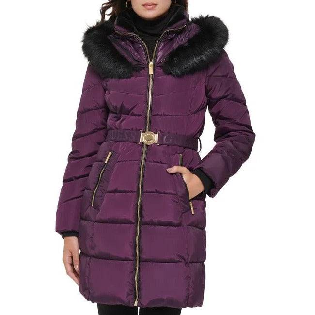 GUESS Women's Puffer Coat with Belt - Zooloo Leather