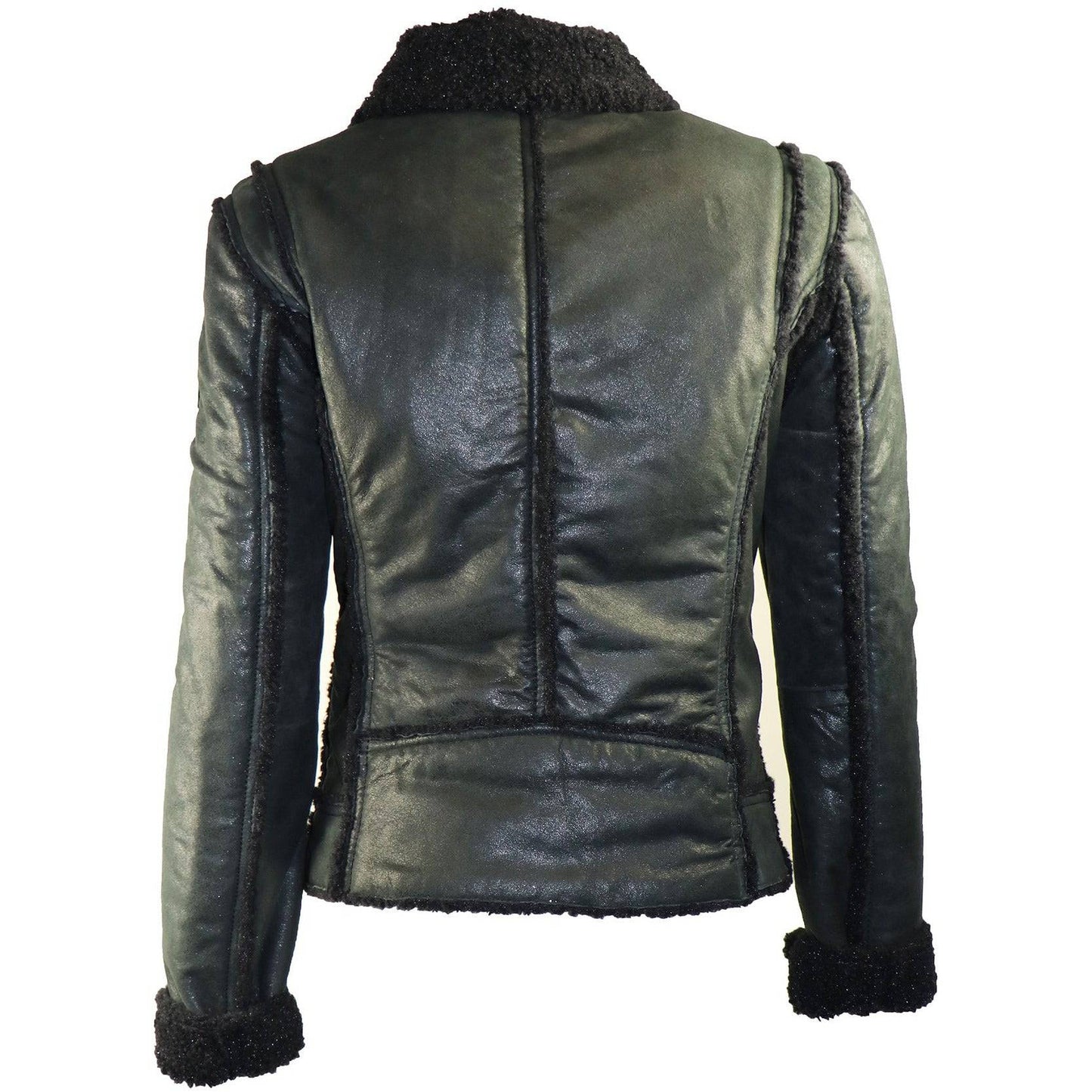 Mauritius Women's Moto  Leather Jacket with Faux Fur Lining