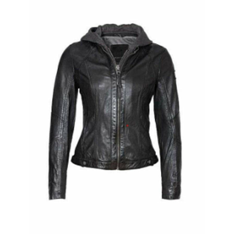 Mauritius Women's Hooded Leather Jacket with Zip Out Hood - Zooloo Leather
