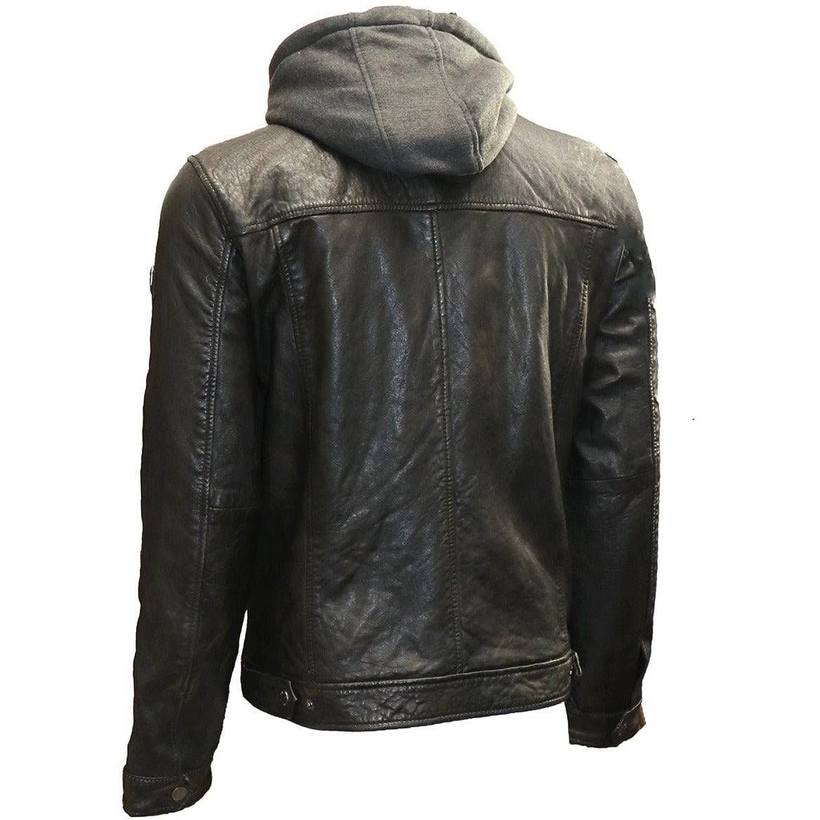 Mauritius Men's Trucker Leather Jacket with Hood - Zooloo Leather