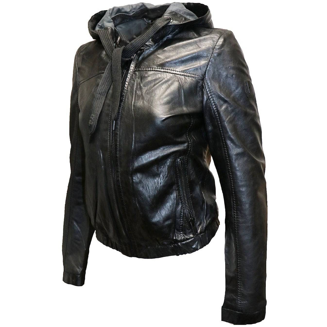 Mauritius Women's Leather Bomber Jacket with Hood - Zooloo Leather
