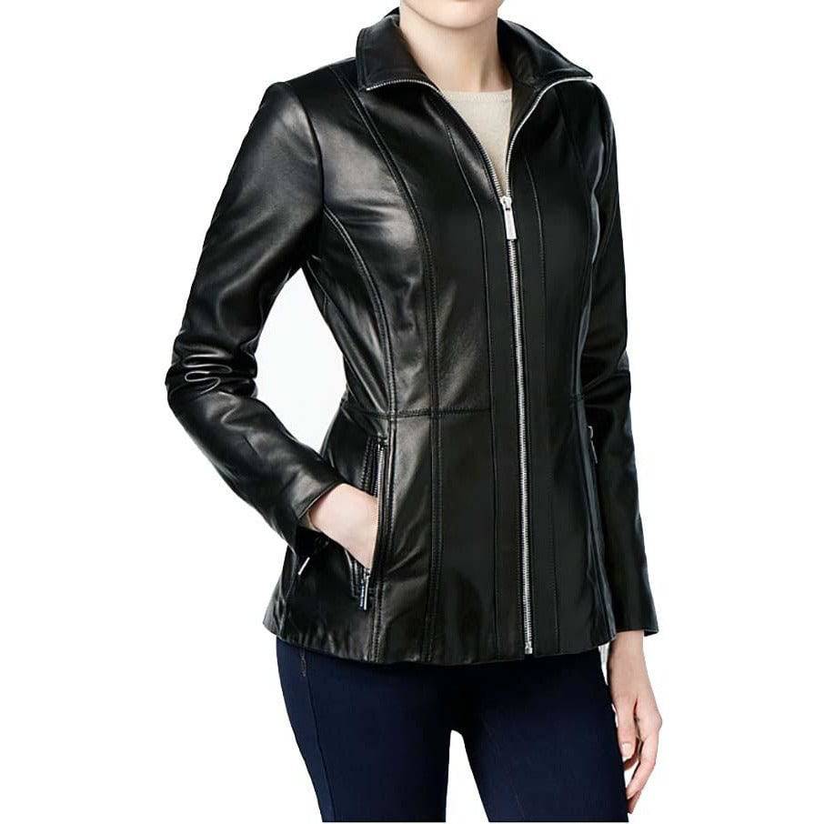 Michael Kors Women's Plus Size Scuba Leather Jacket