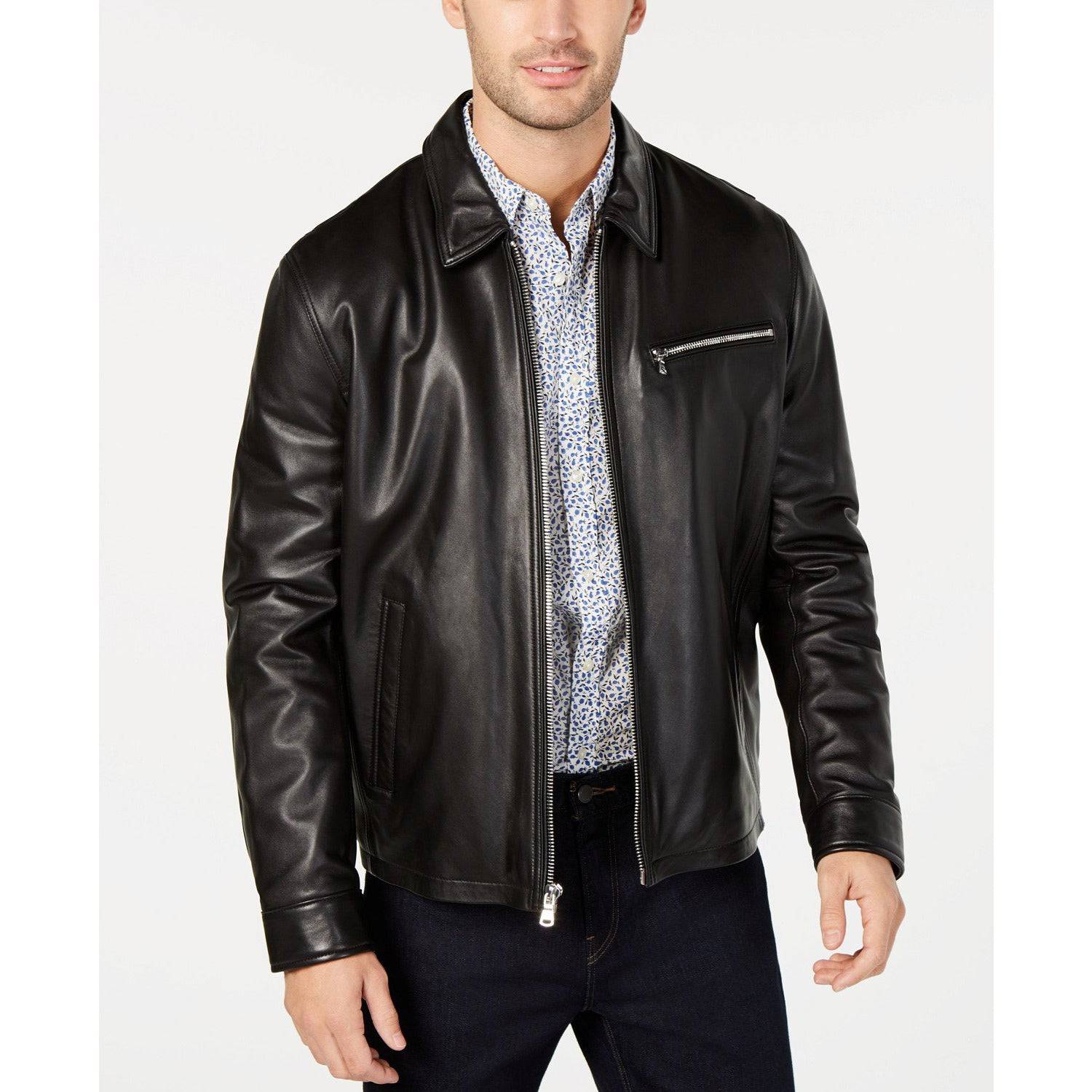 Michael Kors Men's Zip Front Leather Jacket - Zooloo Leather