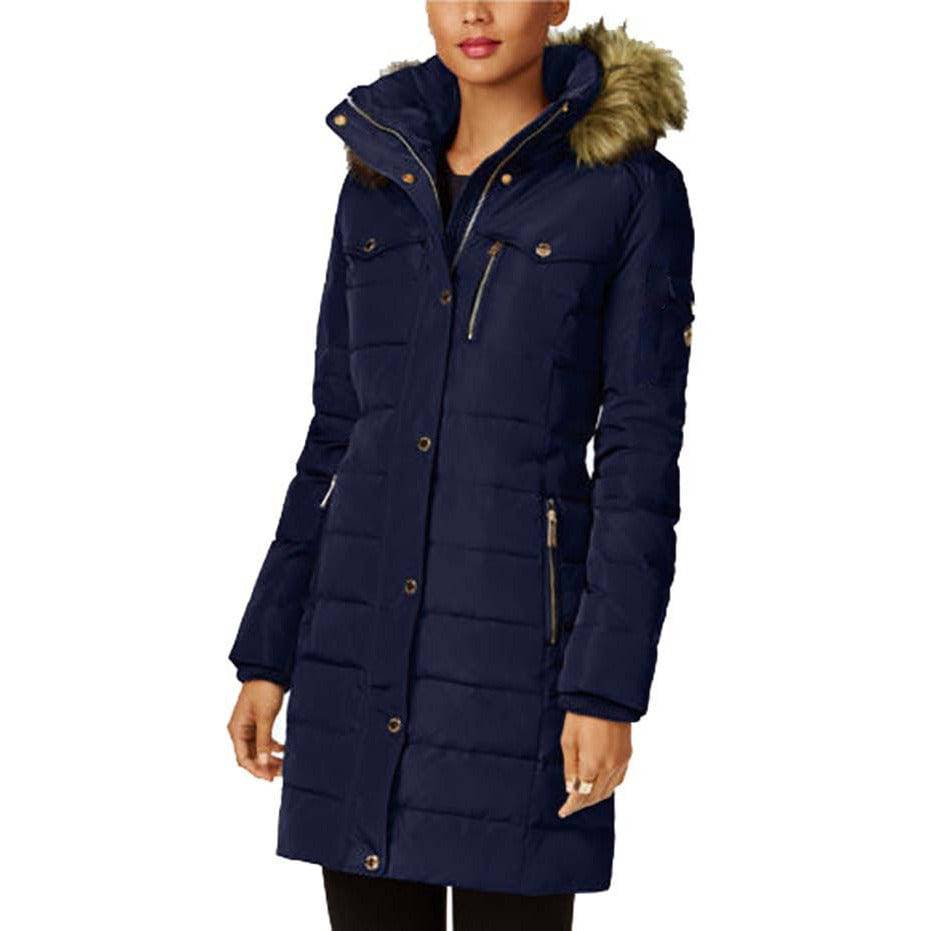 MICHAEL Michael Kors Women's Down Winter Coat with Faux Fur Hood - Zooloo Leather