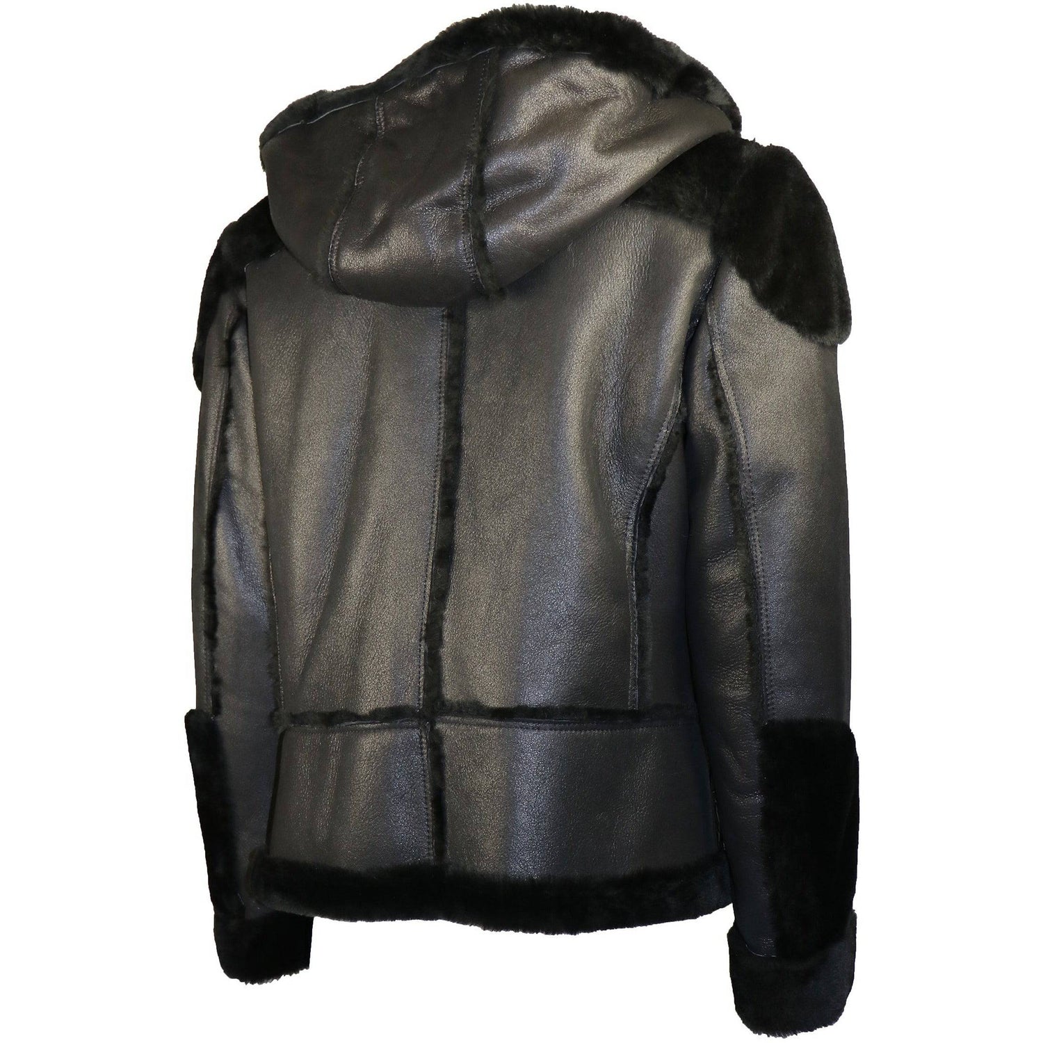 Zooloo Men's Sheepskin Shearling Moto Jacket with Hood - Zooloo Leather