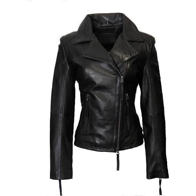 Whet Blu Women's Asymmetrical Zipper Leather Jacket