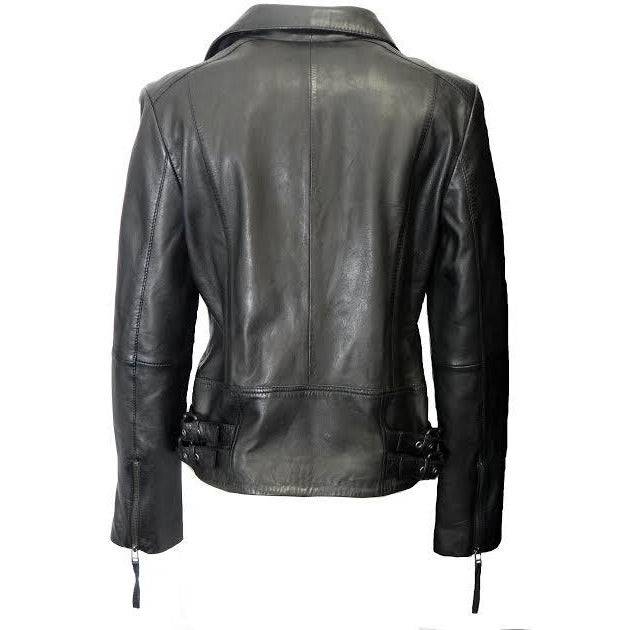 Whet Blu Women's Asymmetrical Zipper Leather Jacket - Zooloo Leather